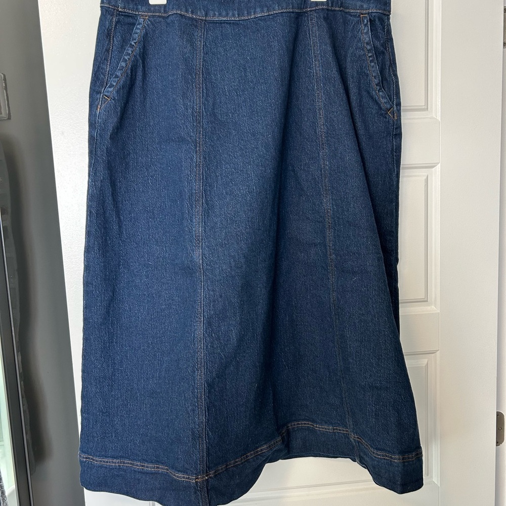 Classic Dark Blue Denim A-Line Skirt